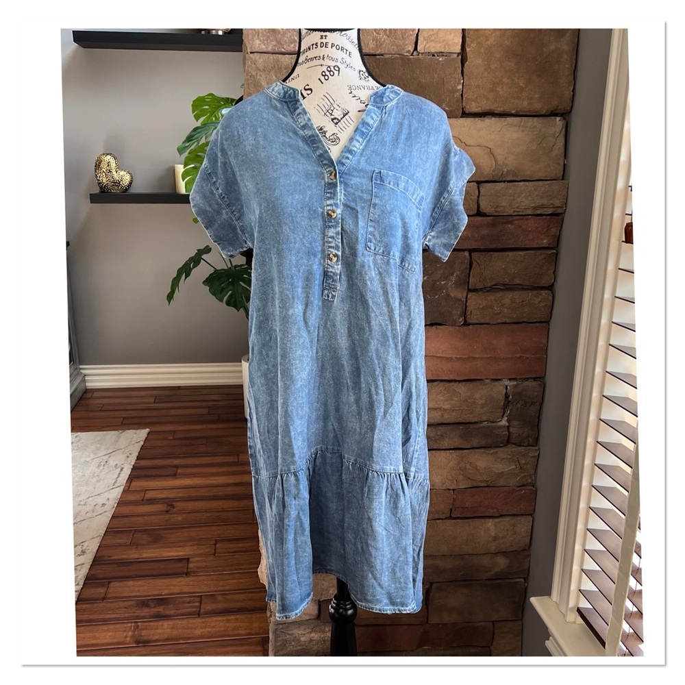 THREAD & SUPPLY Acid Wash Denim Style Dress NWOT